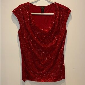 Ann Taylor Sparkling Red Sequin Blouse